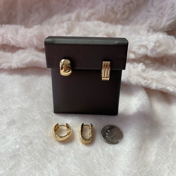 MIA FIORE Made In Italy 14kt Gold Polished Thick Chunky Huggie Earrings - Picture 8 of 13